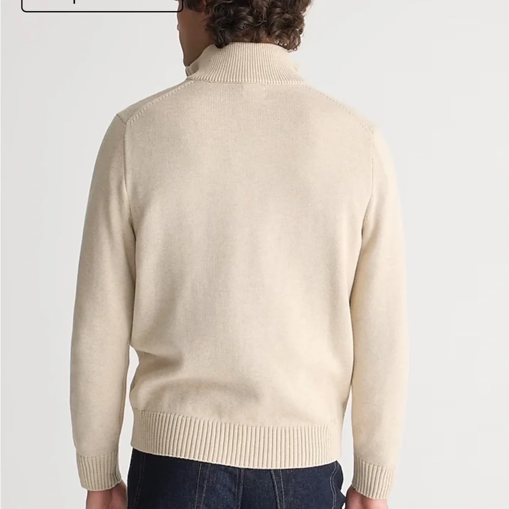 J crew heather sand Heritage cotton half-zip sweater